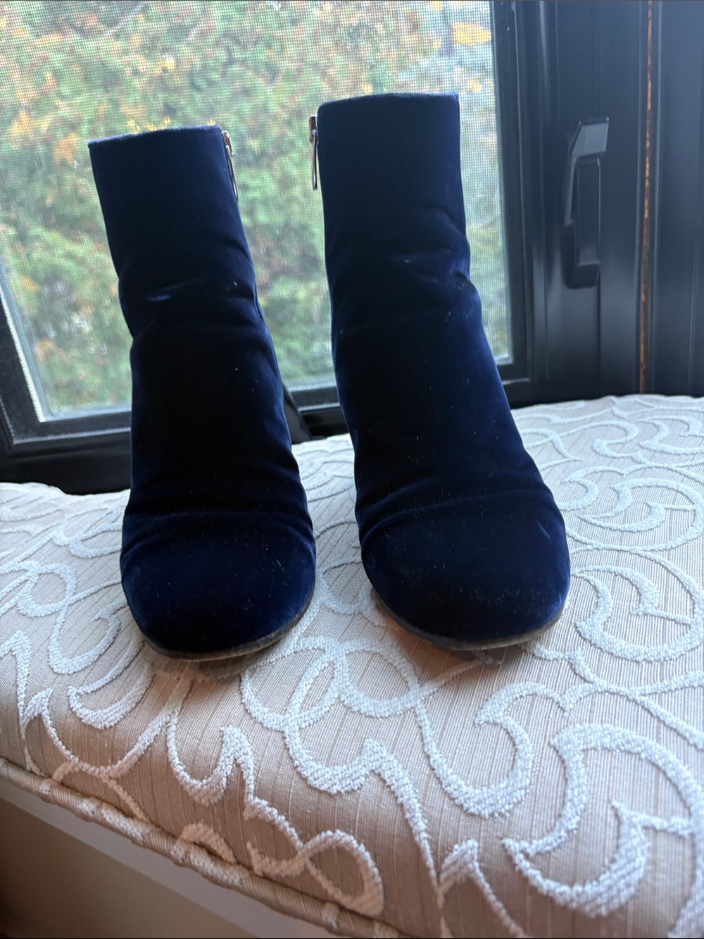 Gianvito Rossi Navy Velvet Ankle Booties